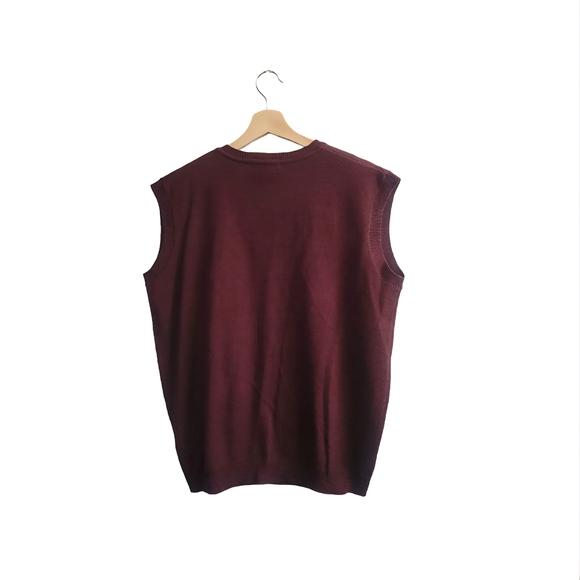 VROOM & DREESMANN Black Label Burgundy V-Neck Sweater Vest Size L - Picture 2 of 5